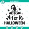 Spooky Halloween SVG featuring "1st Halloween", "Boo", and "Witch" motifs. Perfect for crafting.