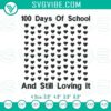 100 Days of School heart embroidery file, perfect for school celebrations, with colorful hearts and numbers design.