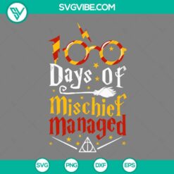 100 Days of School Harry Potter SVG file with Mischief Managed theme, perfect for 100th day celebration. PNG, EPS, DXF formats included.