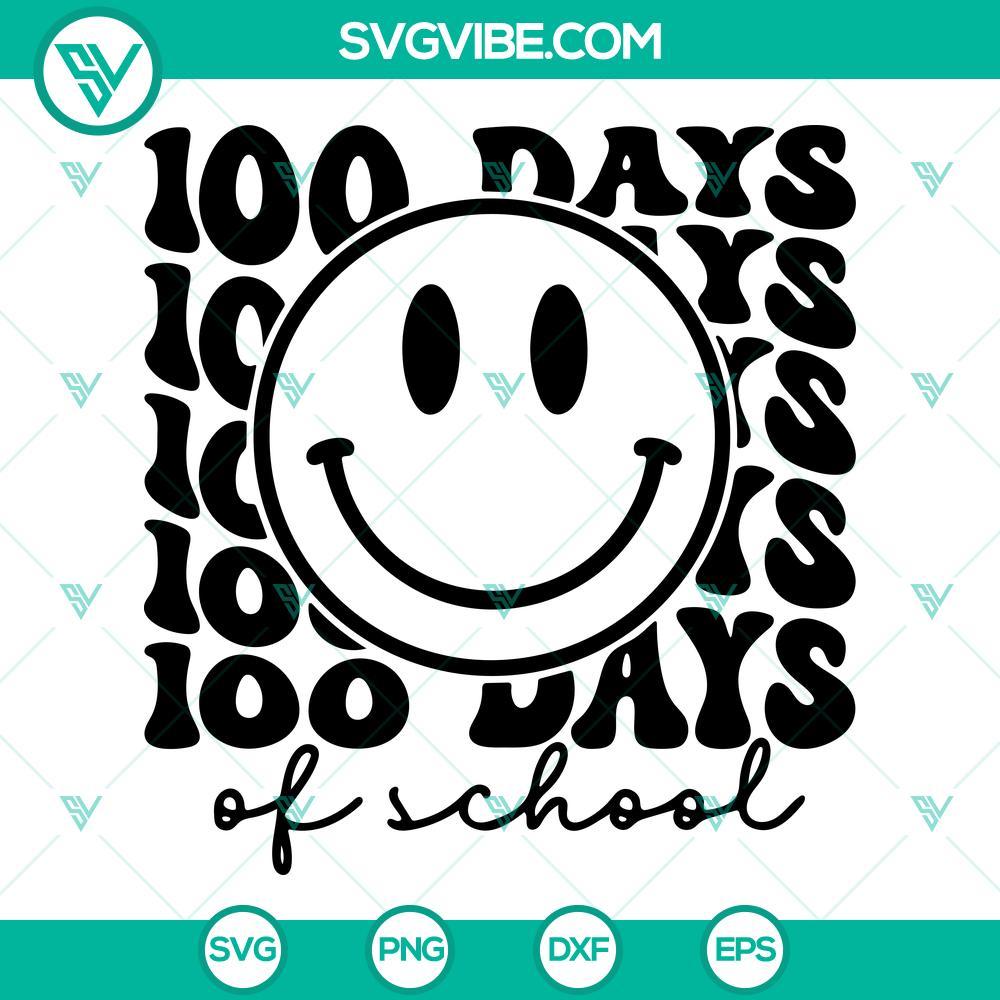 100-days-of-school-smiley-face-svg-retro-smiley-svg-happy-100-days-of-school-svg-1-mockup.jpg 100 Days of School Smiley Face SVG download with a retro design, featuring a happy 100 numeral. Perfect for school-related projects.