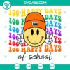100 Days of School Smiley Face with Beanie SVG file, cute and cheerful school-themed design for crafting projects.