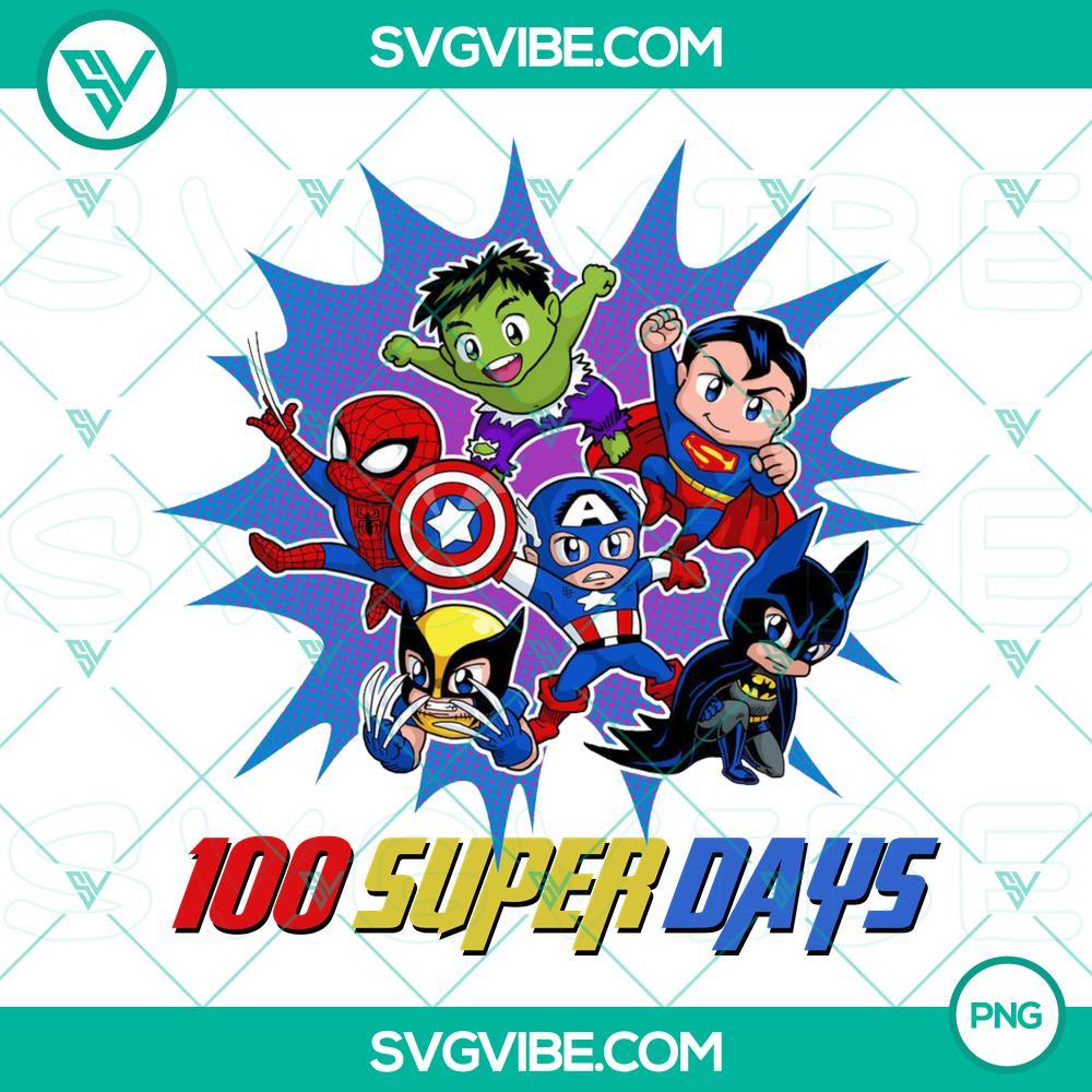 100 Super Days PNG Download, Superhero 100 Days Of School PNG Image, 100th Day of School Super Comic PNG File, 100th Day Shirt for Kids PNG File 100th Day of School Superhero PNG design for kids celebrating 100 Super Days, ideal for shirts or printables.