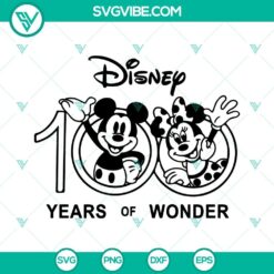 Disneyland 100th anniversary SVG files featuring Mickey and Minnie Mouse. Ideal for digital crafting projects.