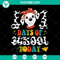 101 Days of School Dalmatian Dog SVG design with 100 days of school, perfect for crafters, in PNG, DXF, EPS formats for download.