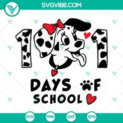 101 Days Of School Dalmatian SVG design perfect for kindergarten usage, downloadable in PNG and DXF formats.
