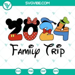 2024 Disney Mouse Family Trip SVG file featuring Mouse Friends, perfect for family vacation projects.