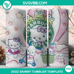 Hello Kitty Sanrio characters themed Starbucks coffee tumbler 20oz wrap design in PNG file format.