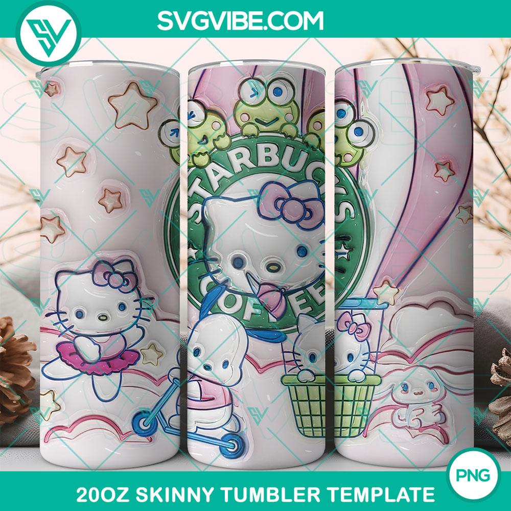 3D Hello Kitty Sanrio Characters Starbucks Coffee 20oz Tumbler Wrap PNG File Hello Kitty Sanrio characters themed Starbucks coffee tumbler 20oz wrap design in PNG file format.