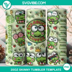 3D Keroppi Starbucks Coffee 20oz Tumbler Wrap design PNG file, featuring cute Keroppi mascot on a Starbucks-inspired tumbler.