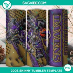 3D mascot Baltimore Ravens football tumbler wrap design in PNG file format, 20oz size. Perfect for Ravens fans.