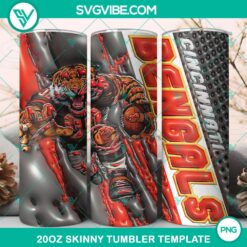 Cincinnati Bengals football mascot 3D tumbler wrap design, 20oz PNG file for digital use. Great for sports fans and football lovers.