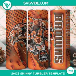 Cleveland Browns football mascot 3D tumbler wrap design in PNG file format, 20oz size. Perfect for sports fans.