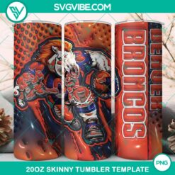 Denver Broncos 3D mascot football tumbler wrap design in PNG file format, 20oz size. Official team merchandise.