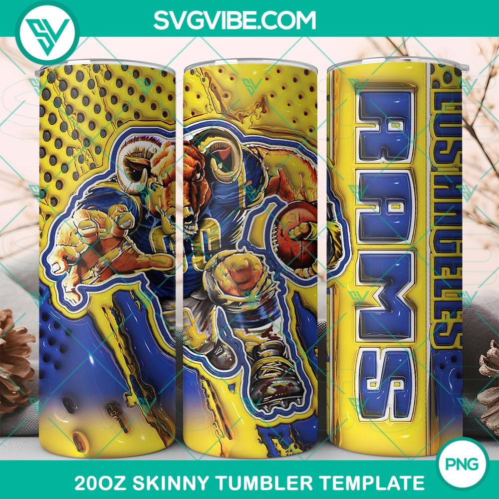 3D Mascot Los Angeles Rams Football 20oz Tumbler Wrap PNG File Los Angeles Rams 3D mascot football tumbler wrap design in PNG file format, 20oz size.