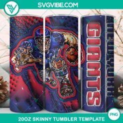 3D New York Giants football mascot design on 20oz tumbler wrap PNG file, perfect for sports fans.
