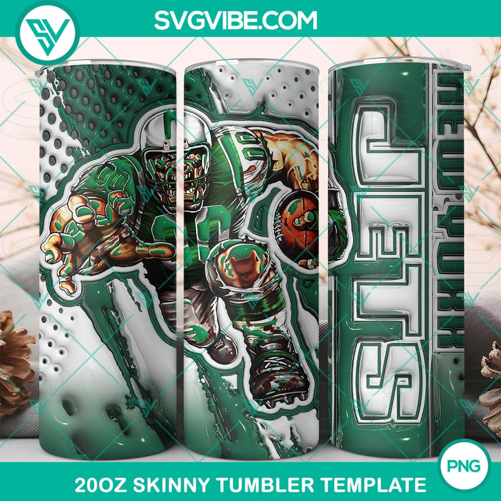 3D Mascot New York Jets Football 20oz Tumbler Wrap PNG File New York Jets football 3D mascot tumbler wrap design in PNG format, 20oz size.