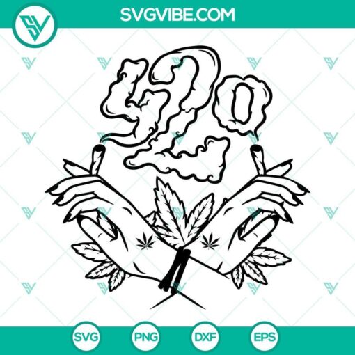 420 SVG of a hand smoking a joint, marijuana, weed, and cannabis design for digital use.