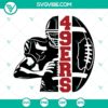 49ers football half player SVG files with team logo, ideal for sports-themed digital projects.