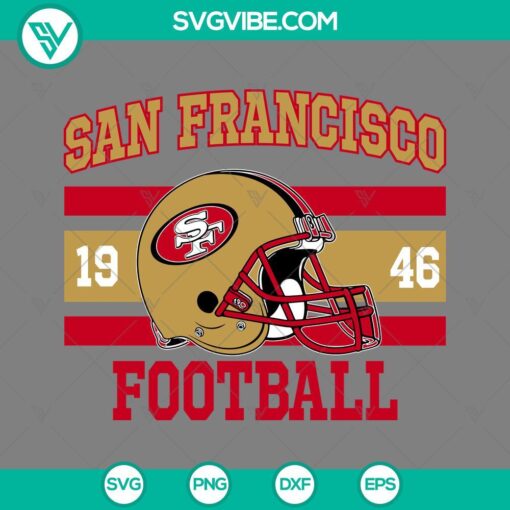 San Francisco 49ers SVG files with 1946 football design and helmet download for crafting projects.