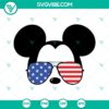 4th of July Disney Mickey Mouse with USA sunglasses SVG files, patriotic Mickey Mouse design for Independence Day celebration.