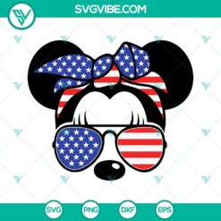 Disney Mouse wearing American flag sunglasses SVG perfect for 4th of July crafts and projects.