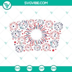 Patriotic Starbucks cup SVG with 4th of July fireworks design, perfect for Independence Day crafting projects.