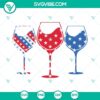 4th of July glasses with American cross, red wine and blue SVG files, patriotic design for Independence Day.