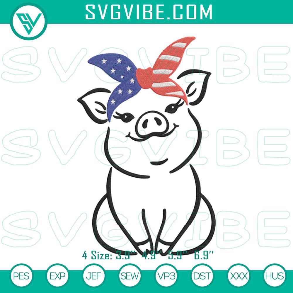 4th Of July Pig Machine Embroidery Designs Patriotic pig machine embroidery designs for 4th of July celebration, digital file.