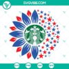 4th of July Sunflower Star Starbucks Cup SVG File with patriotic design for Fourth of July celebration.
