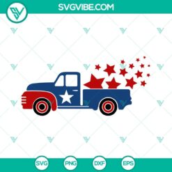 4th of July truck silhouette with stars, patriotic theme SVG image for crafts and projects.