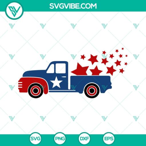 4th of July truck silhouette with stars, patriotic theme SVG image for crafts and projects.