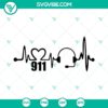 911 Heartbeat SVG files with Headset and Dispatcher design, available for download in PNG, DXF, and EPS formats.