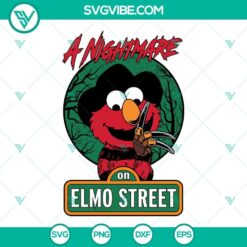A Nightmare On Elmo Street SVG download with Sesame Street Freddy Krueger design, perfect for crafting projects.