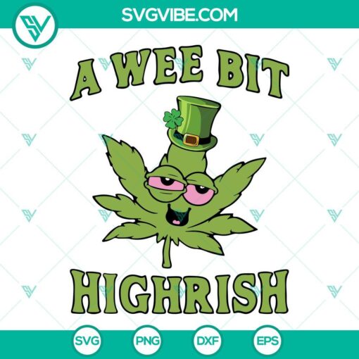 Cannabis-themed SVG images with a leprechaun design, perfect for St. Patrick's Day, featuring weed and Irish elements.