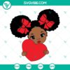 Afro baby Valentine heart SVG download featuring an African American girl with an Afro hairstyle. Perfect for Valentine's Day crafts.