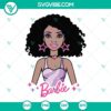 Barbie doll with afro hairstyle SVG files for download, Silhouette design of Afro Barbie SVG images, perfect for crafts and digital projects.