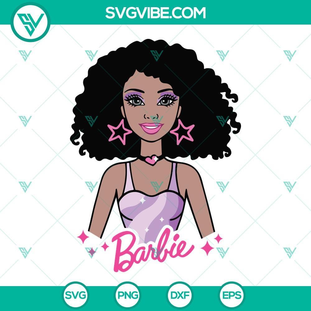 Afro Barbie SVG Images, Barbie Afro SVG Files Silhouette, Barbie Doll SVG Download Barbie doll with afro hairstyle SVG files for download, Silhouette design of Afro Barbie SVG images, perfect for crafts and digital projects.