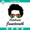 Juneteenth celebration SVG design featuring a happy Afro family with Black women in messy bun, perfect for digital projects.