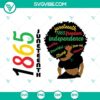 Juneteenth Afro woman SVG design for Independence Day celebration, 1865 theme. Great for digital projects.