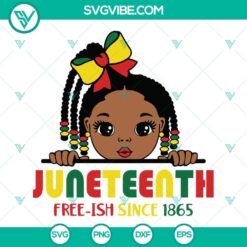 Juneteenth SVG design featuring Afro Girl celebrating freedom since 1865, perfect for digital projects.