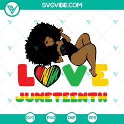 Juneteenth celebration design featuring Afro girl and woman with love symbol in SVG format.