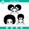Three Afro Girl SVG designs - Peekaboo Girl, Black Girl with Messy Bun. Perfect for crafts, stickers, and more.