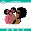 Afro Mom and Baby SVG file depicting a Black Woman and African American child. Ideal for digital crafting projects.