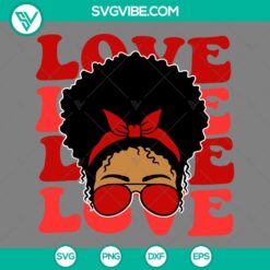 Afro woman Valentine SVG with love theme, perfect for crafting projects. EPS PNG DXF files included for versatility.