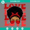 Afro woman love design for Valentine's Day, SVG file with hearts and flowers in PNG EPS DXF format for download.