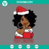 Afro woman in Santa hat Merry Christmas SVG, Black woman Christmas SVG, PNG EPS DXF files - Festive holiday design for digital use.