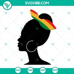 Afro woman with headband SVG files featuring an African American girl design for Juneteenth celebration.