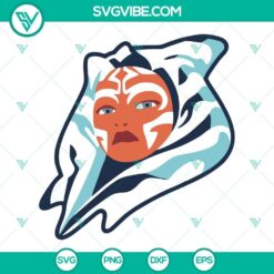 Ahsoka Tano Star Wars SVG files for Cricut, PNG, DXF, and EPS formats. Perfect for Star Wars fans, instant download.