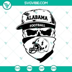 Alabama Crimson Tide skull SVG for football fans, downloadable in PNG, DXF, EPS formats.