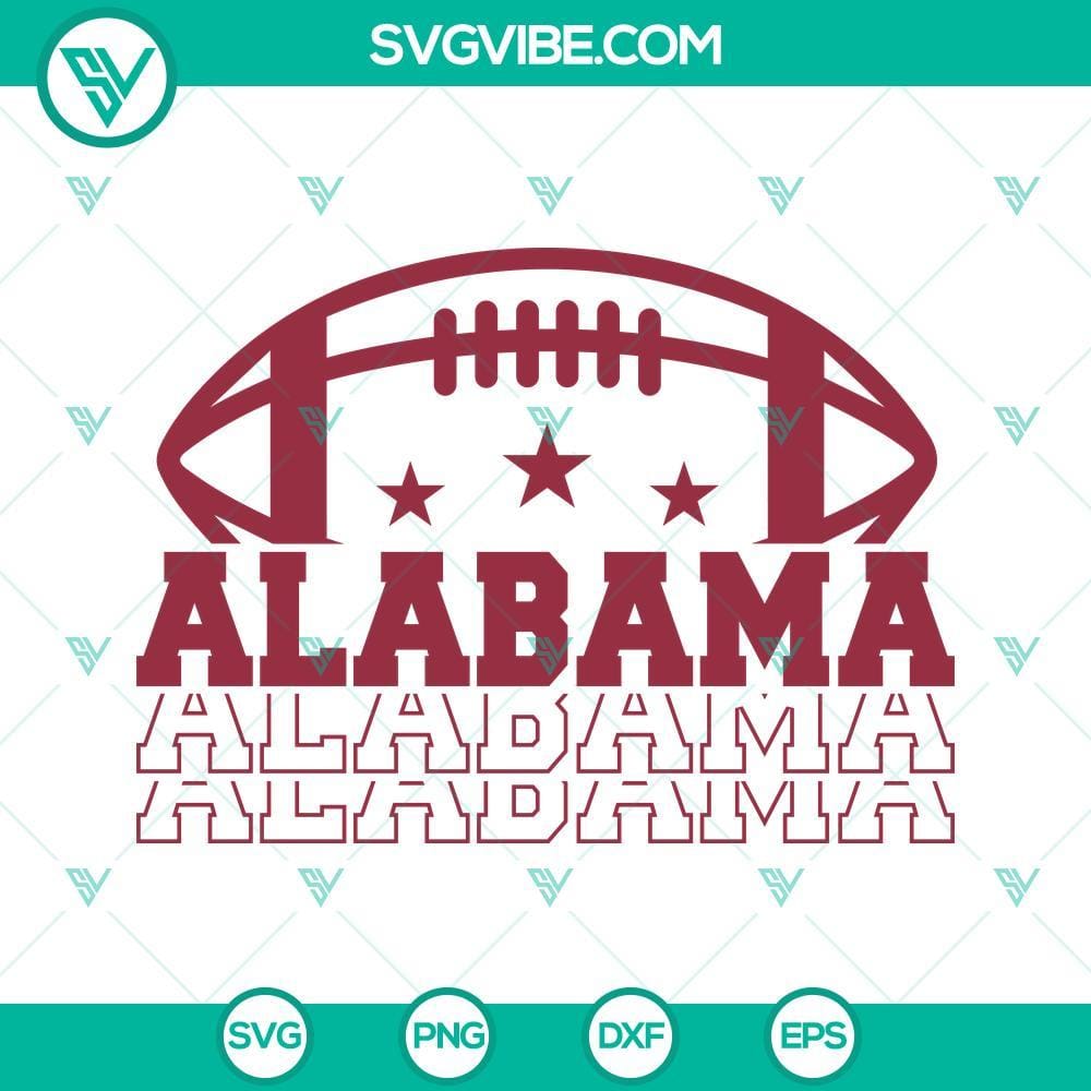 Alabama Football SVG PNG DXF EPS Cricut Silhouette Alabama football themed SVG file compatible with Cricut and Silhouette, available in PNG, DXF, and EPS format. Great for sports craft projects.